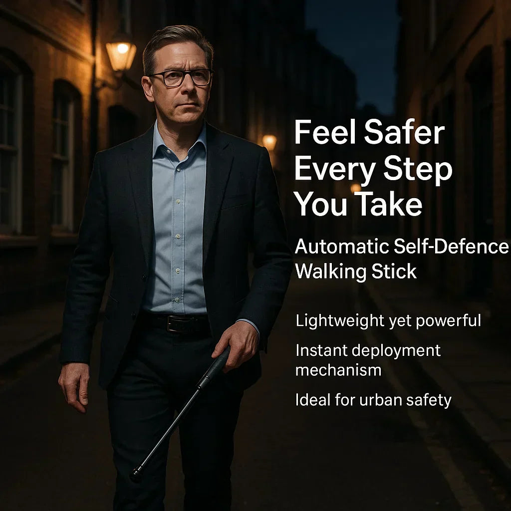 Orthorun | Automatic Self Defense Walking Stick for Hiking & Urban Safety – Tactical Hiking Staff