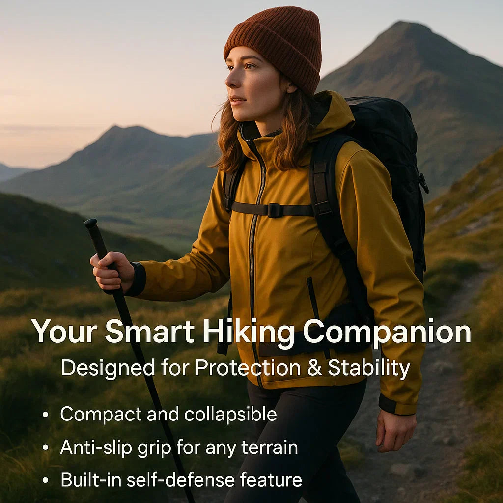 Orthorun | Automatic Self Defense Walking Stick for Hiking & Urban Safety – Tactical Hiking Staff