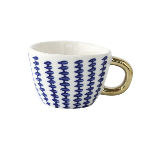 Orthorun | Abstract Geometric Pattern Cup with Gold Handle