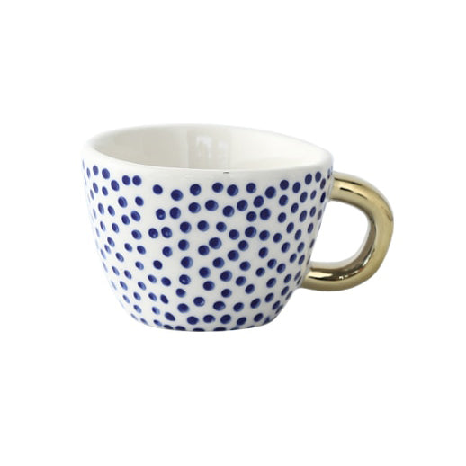 Orthorun | Abstract Geometric Pattern Cup with Gold Handle