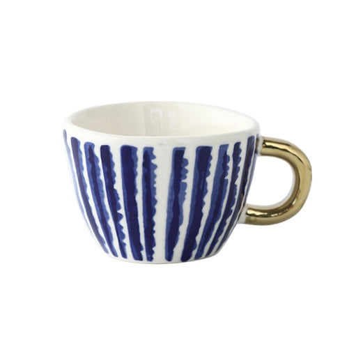 Orthorun | Abstract Geometric Pattern Cup with Gold Handle