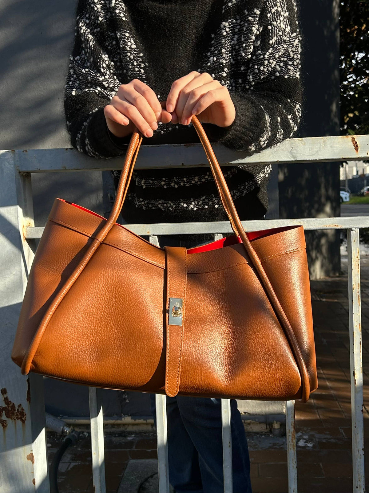Orthorun|Elegant Large Genuine Leather Bag Made in Italy – 45x25x20