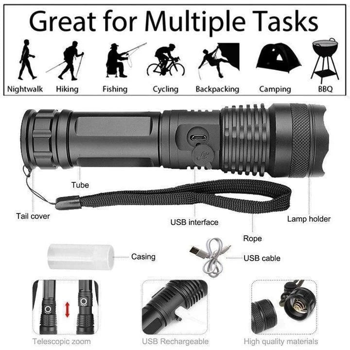 90000 Lumens Xhp50.2 Most Powerful Flashlight - Orthorun