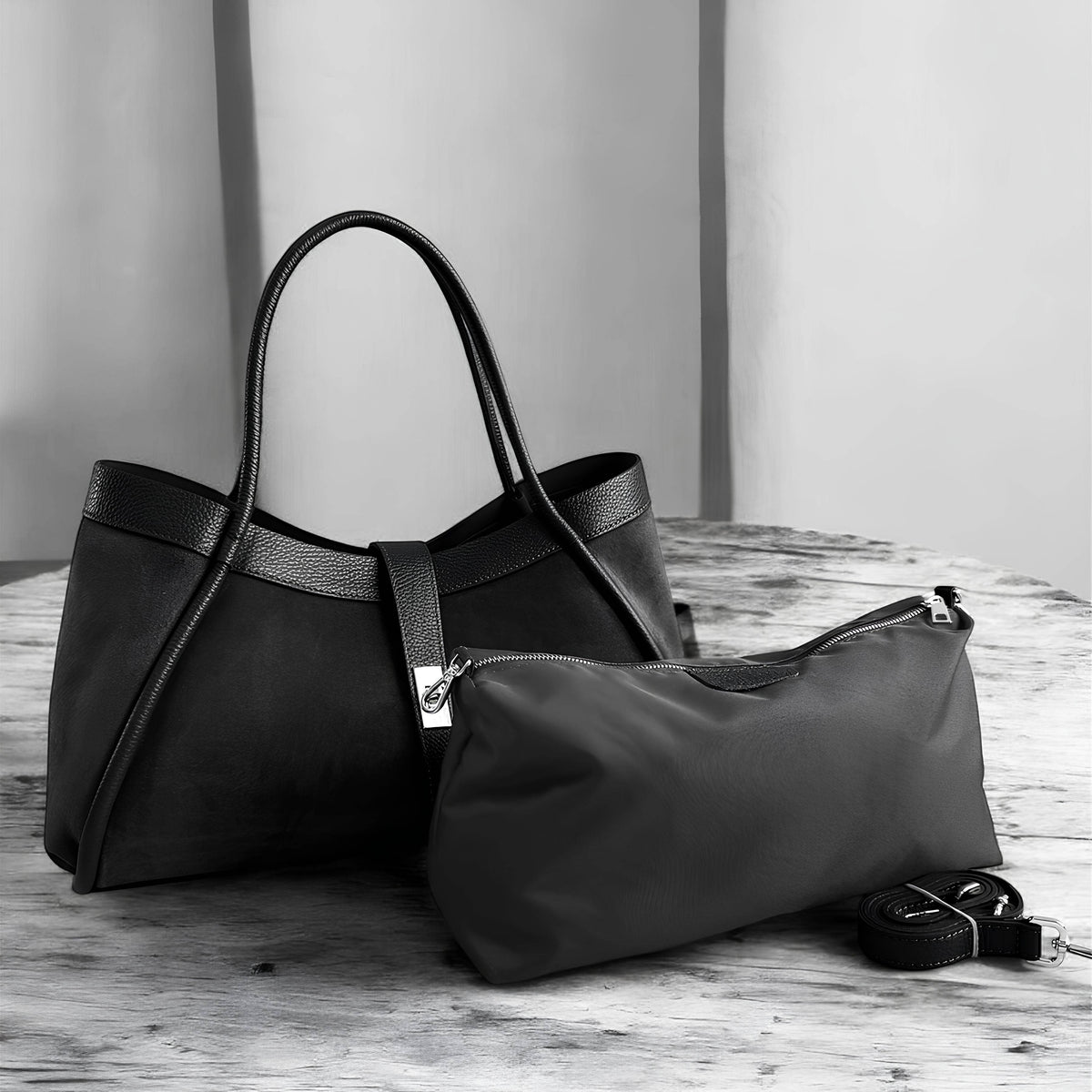 Orthorun|Genuine Suede and Togo Leather Bag, Made in Italy with Strap