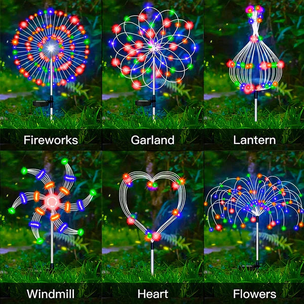 Orthorun | 4-Piece Solar Firework Garden Lights – Weatherproof LED Decorative Stakes for Garden & Patio
