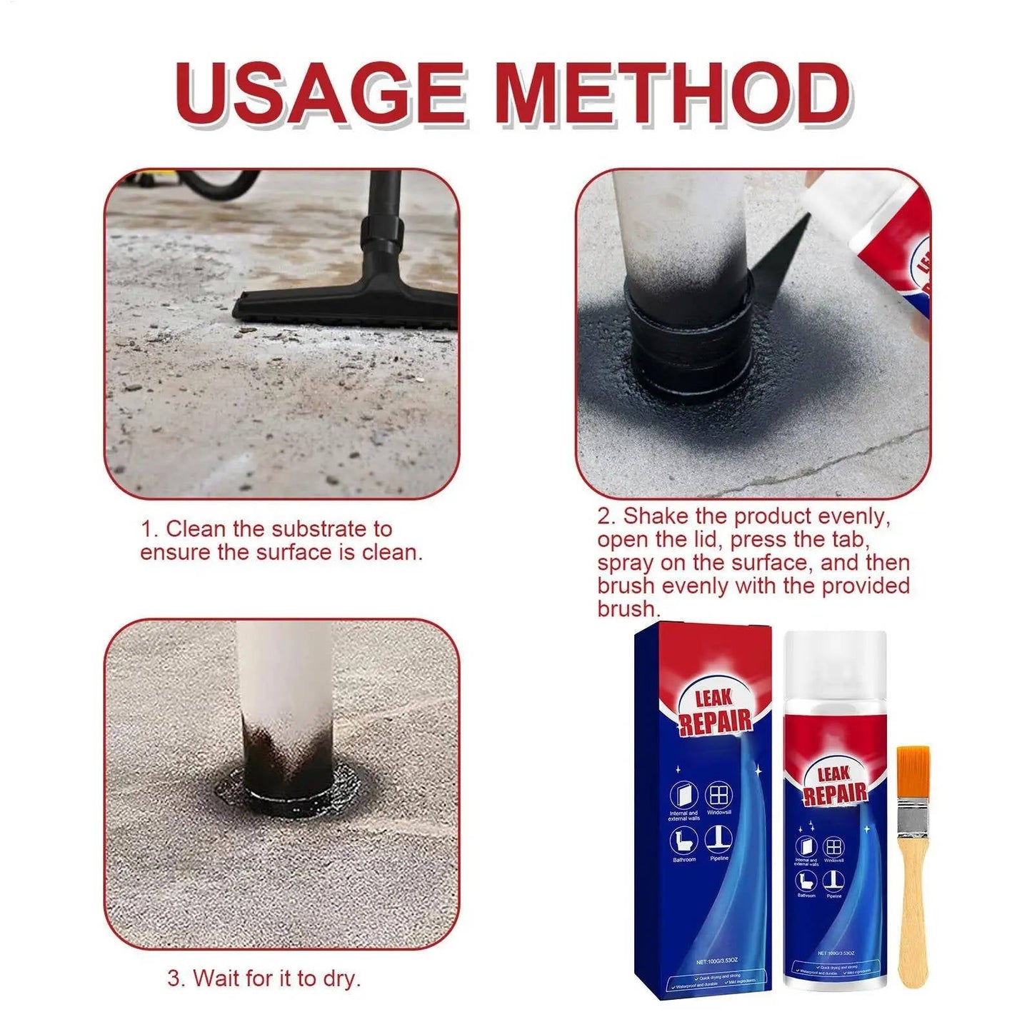 2 Set Leak Repair Waterproof Sealant Spray All Purpose - Orthorun