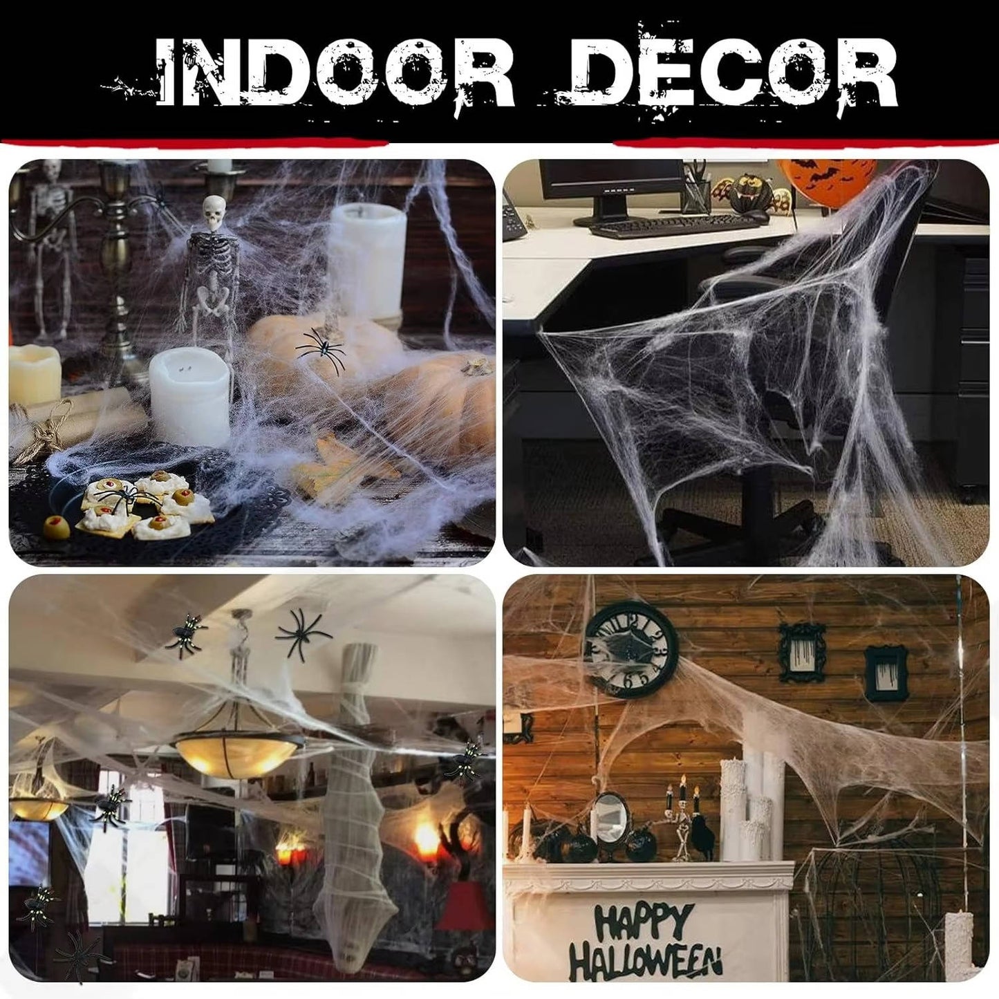 200 Sqft Spider Webs Halloween Door Decorations With Fake Spiders - Orthorun