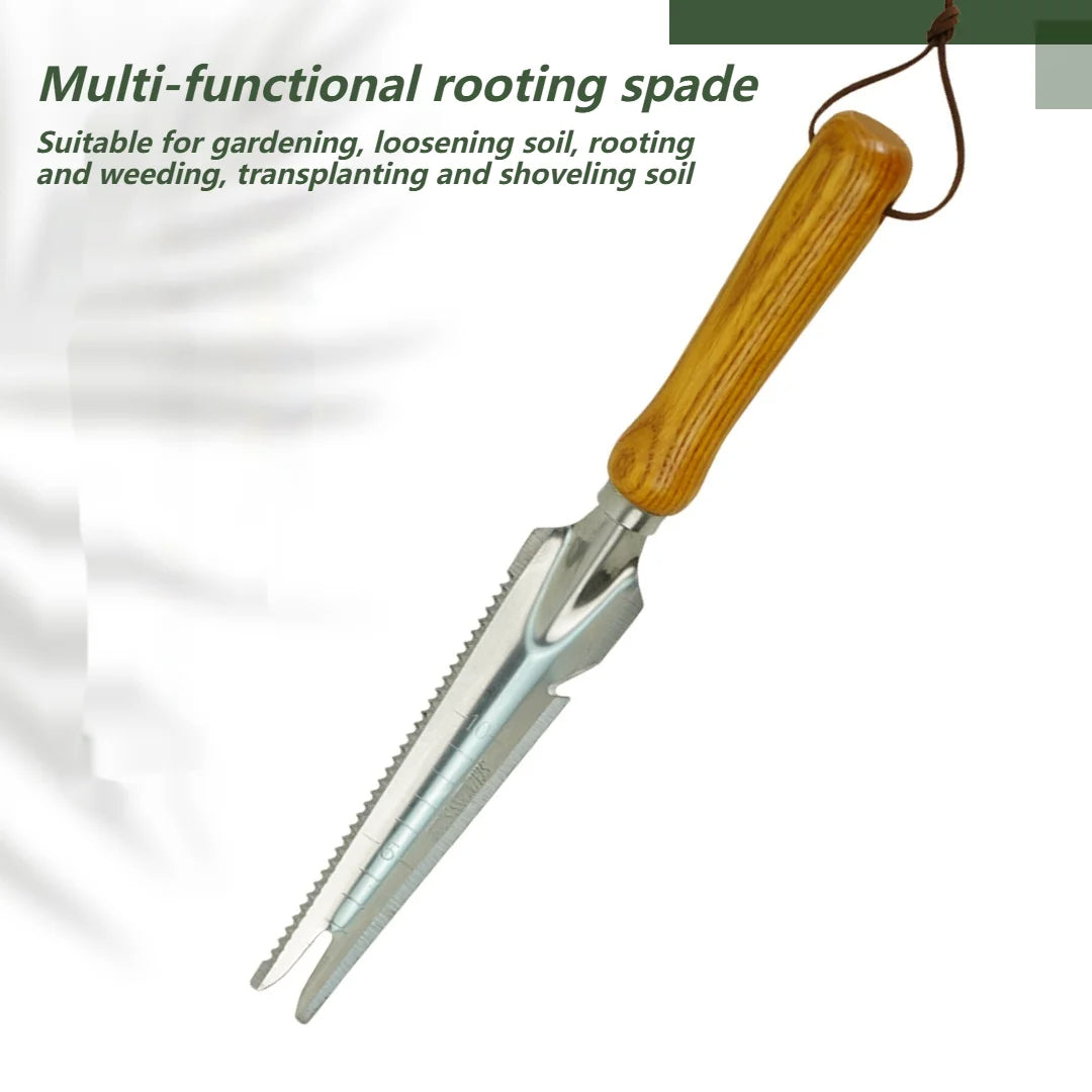 5-in-1 Stainless Steel Weed Puller Tool with Beech Handle - Orthorun