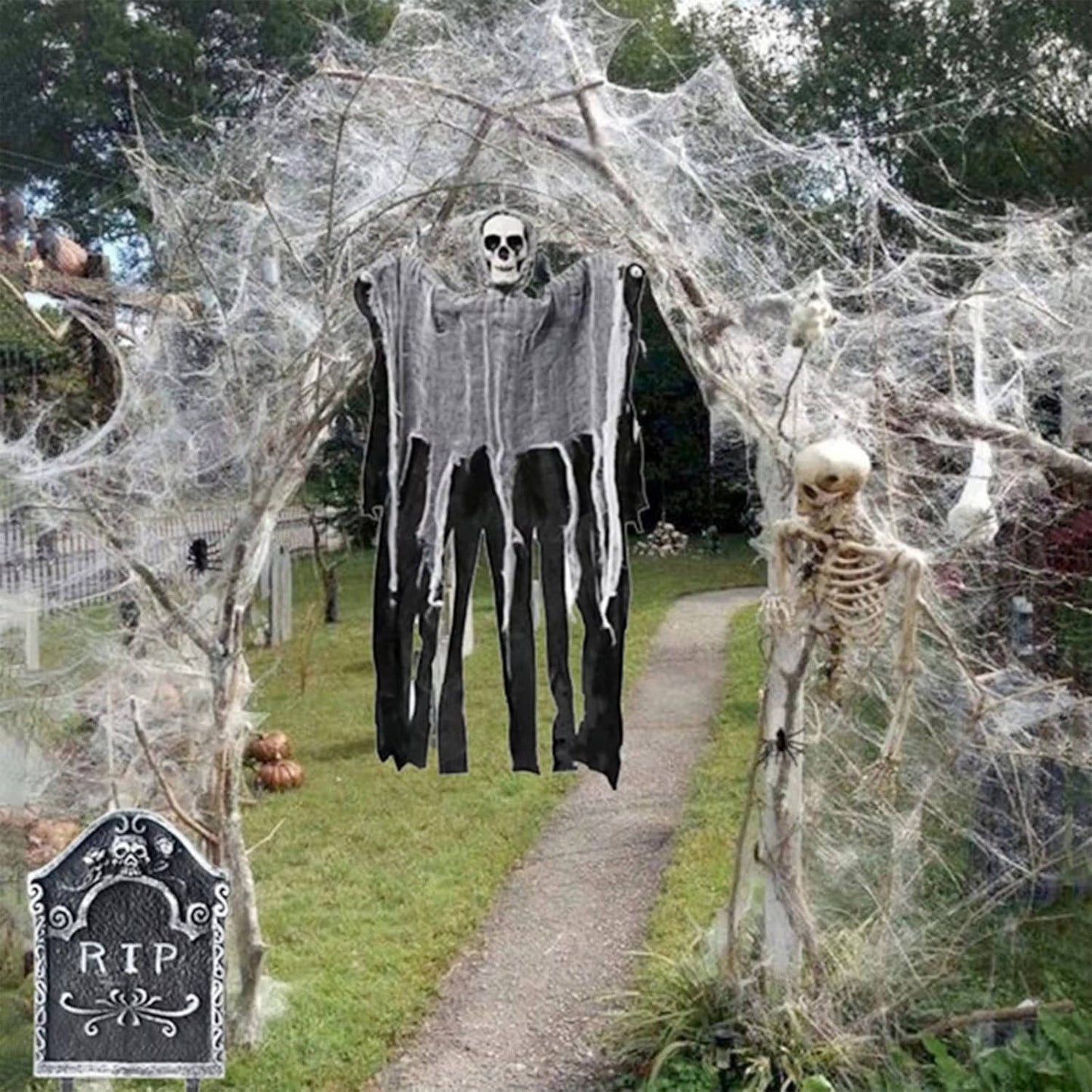 200 Sqft Spider Webs Halloween Door Decorations With Fake Spiders - Orthorun