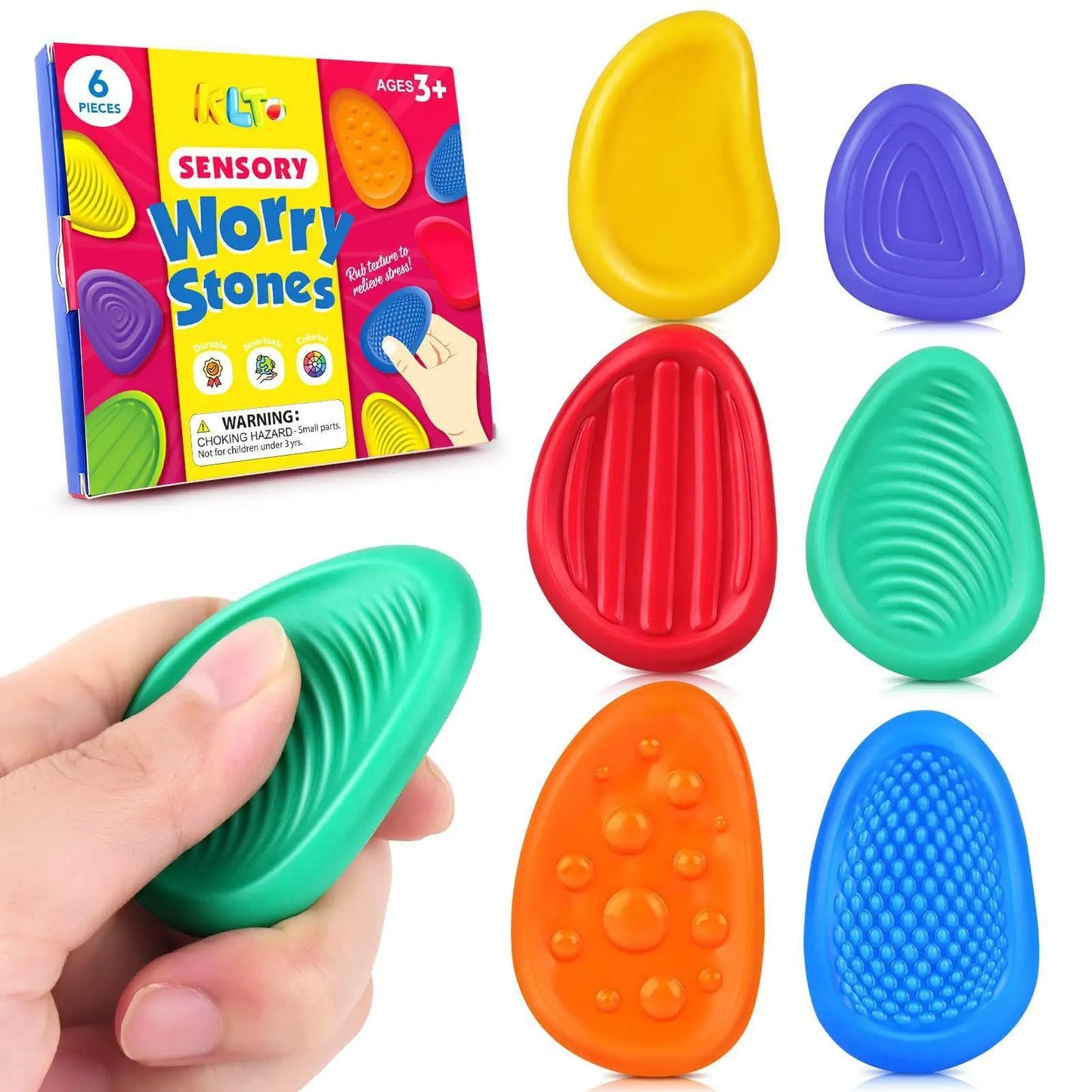 6 Pack Silicone Sensory Stone Fidget Toys - Orthorun
