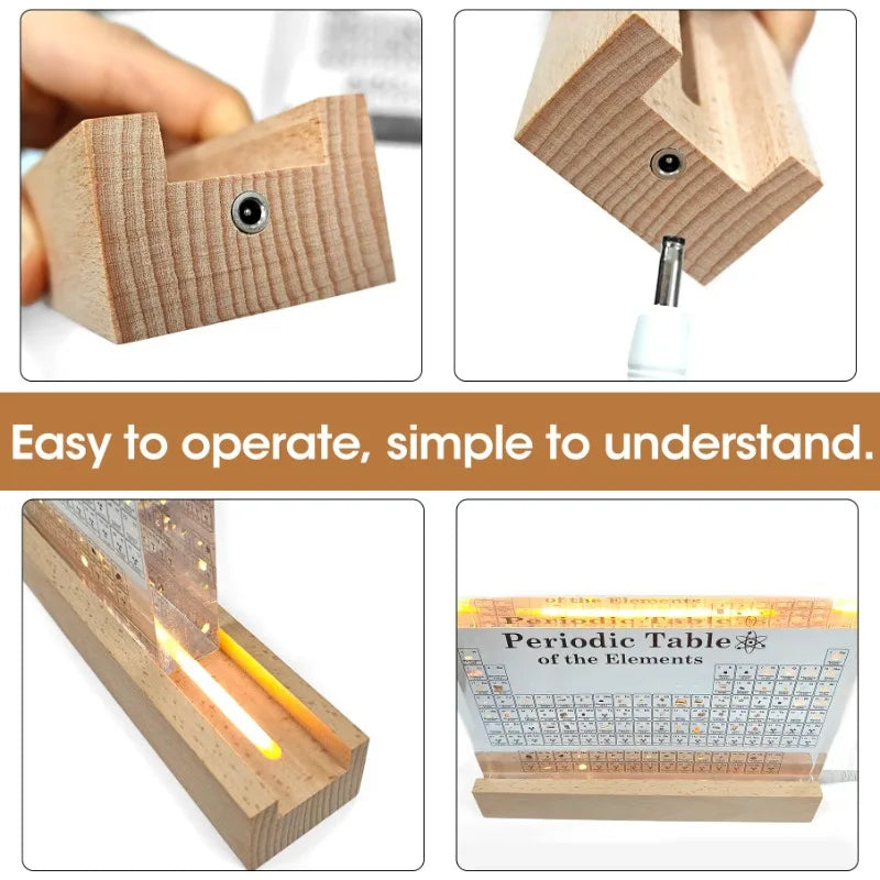 Acrylic Periodic Table with Wooden Light Base - Orthorun