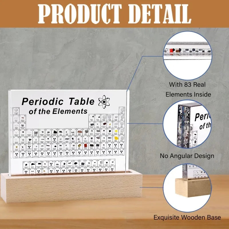 Acrylic Periodic Table with Wooden Light Base - Orthorun
