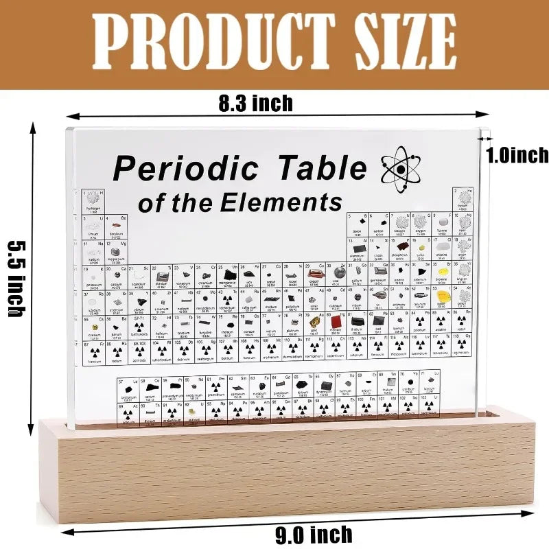Acrylic Periodic Table with Wooden Light Base - Orthorun
