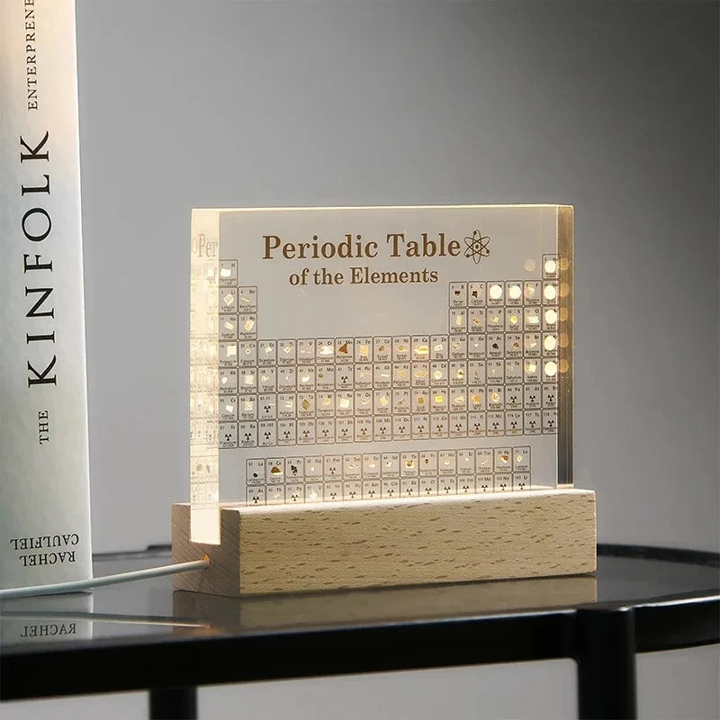 Acrylic Periodic Table with Wooden Light Base - Orthorun