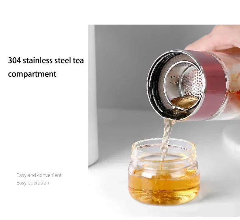 430ml Borosilicate Glass Double Layer Tea Infuser - Orthorun