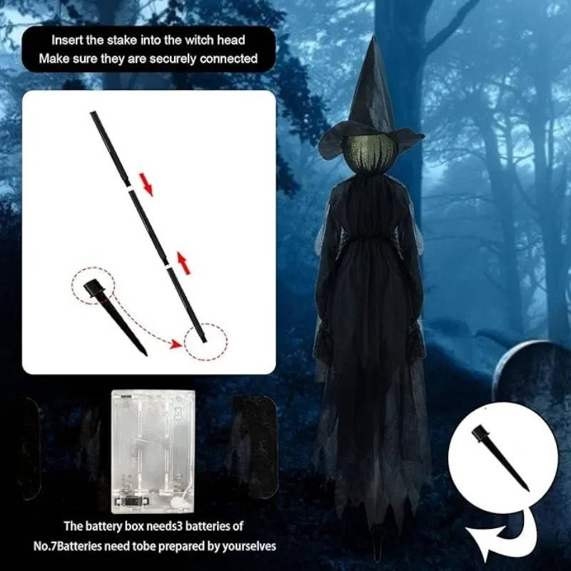 3PCS Indoor And Outdoor Halloween Decorations - Sound Activated Hand Holding Witch - Orthorun