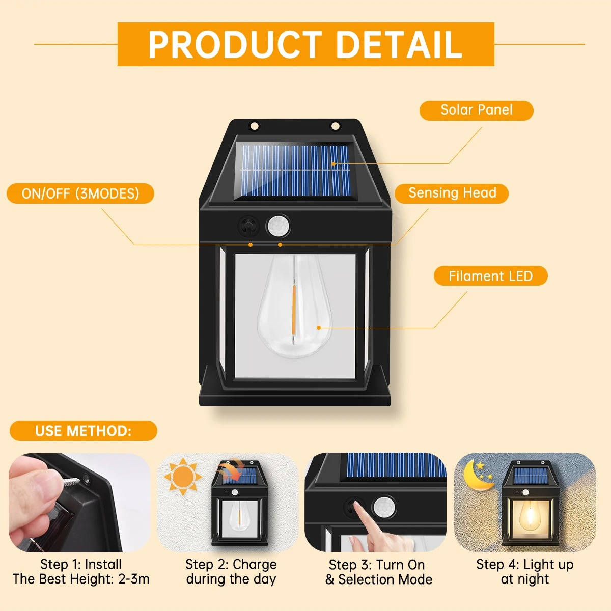 2 Set Solar Wall Lamp Outdoor - Orthorun