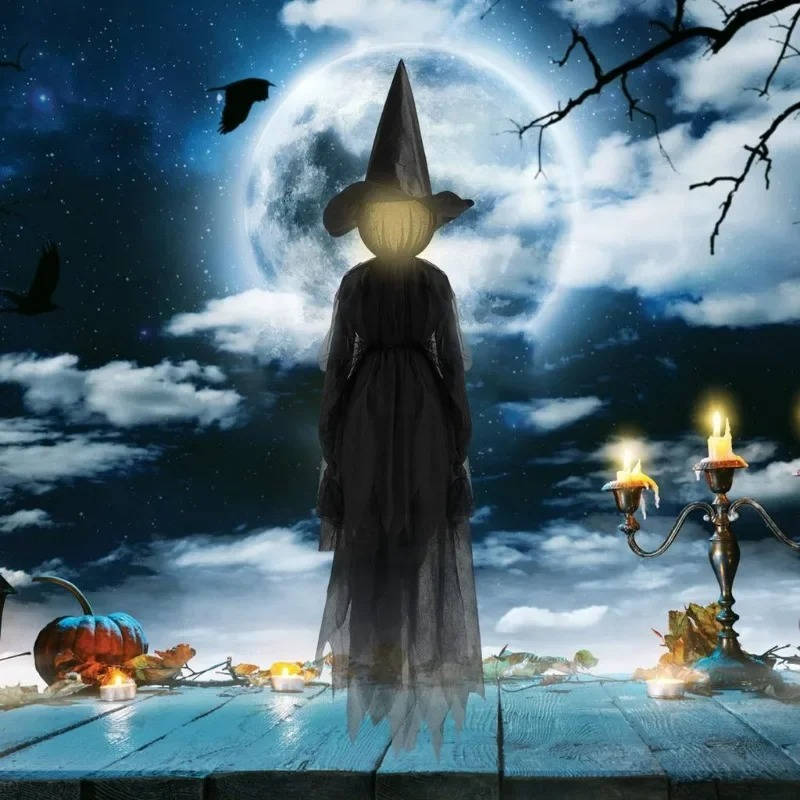 3PCS Indoor And Outdoor Halloween Decorations - Sound Activated Hand Holding Witch - Orthorun
