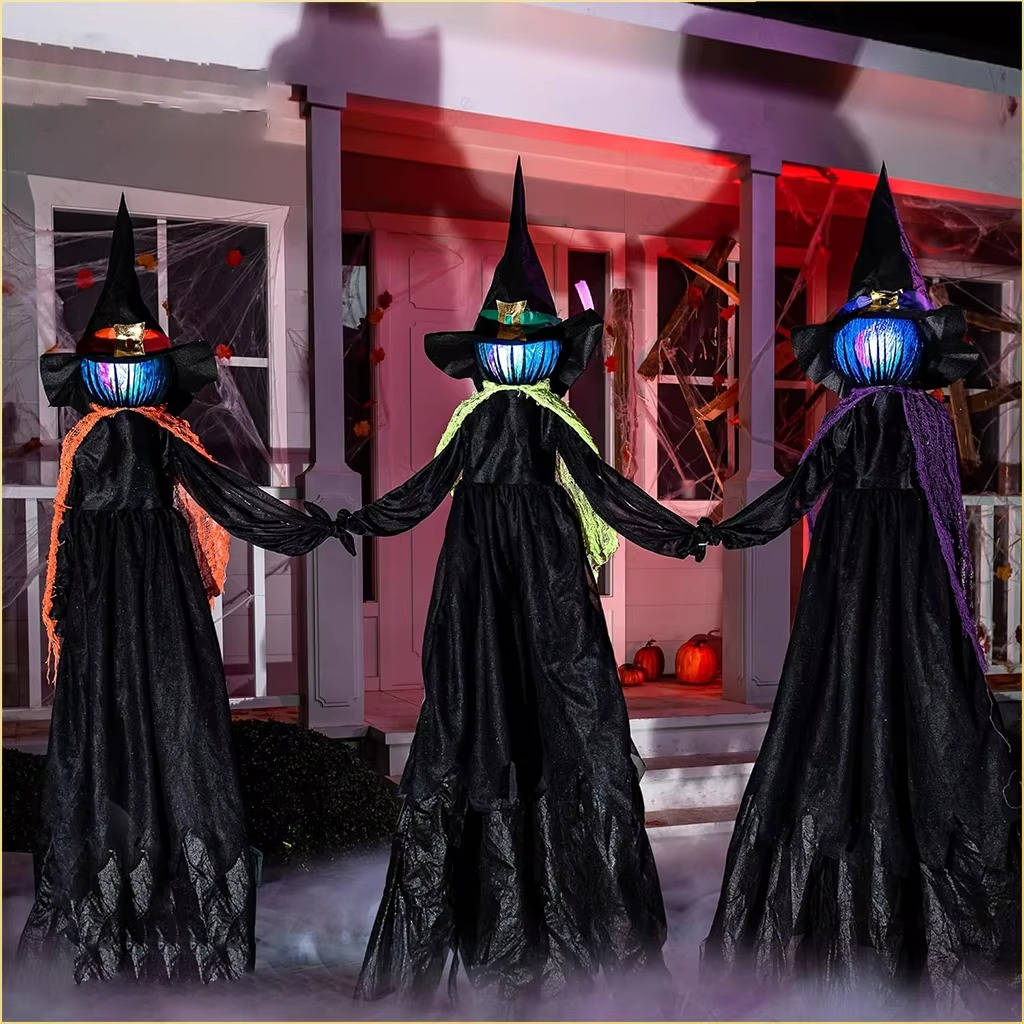 3PCS Indoor And Outdoor Halloween Decorations - Sound Activated Hand Holding Witch - Orthorun