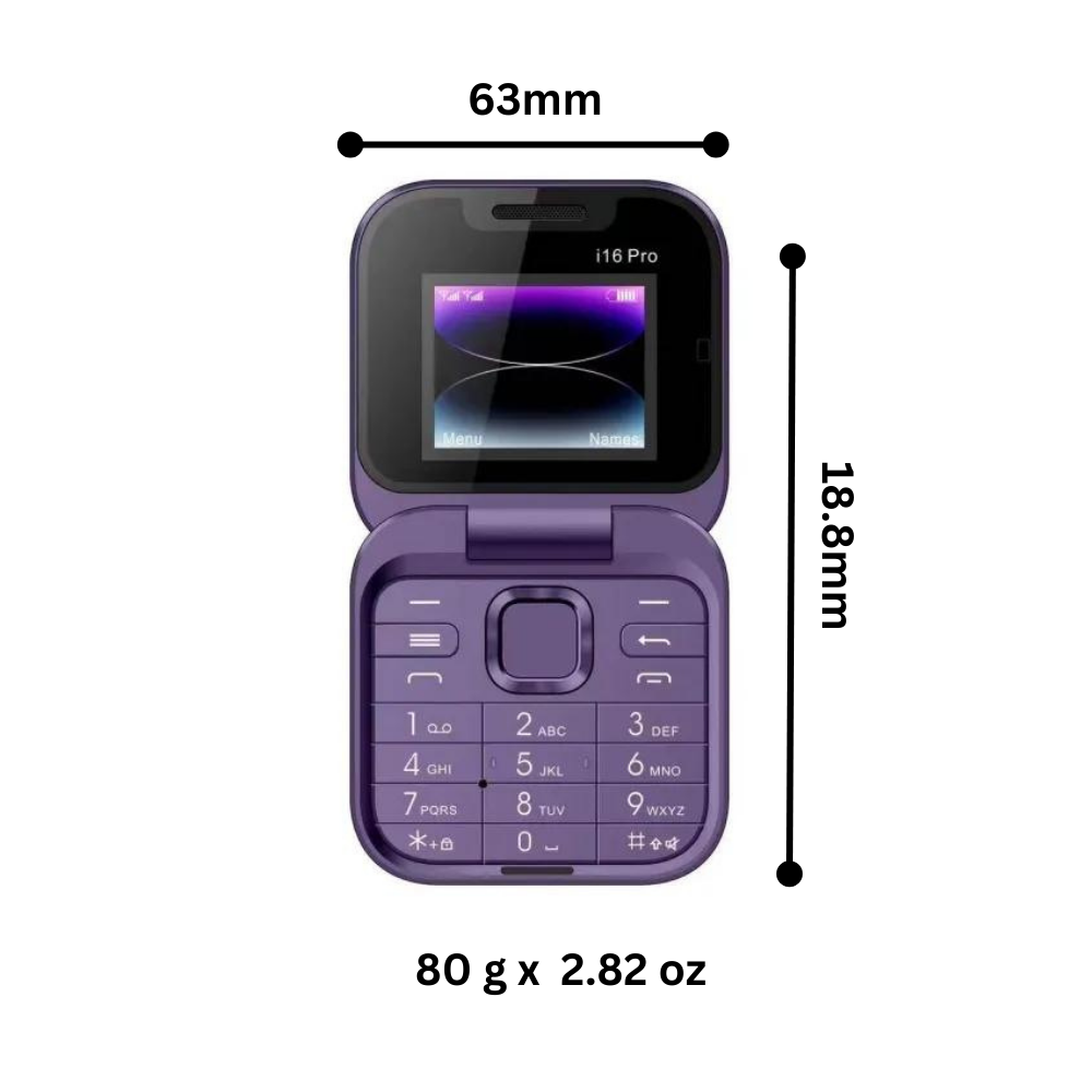 Orthorun | Small Foldable Mobile Phone – Compact Dual SIM Flip Phone for Seniors & Kids