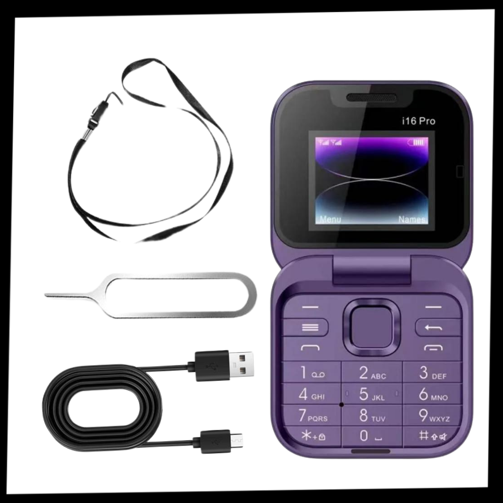 Orthorun | Small Foldable Mobile Phone – Compact Dual SIM Flip Phone for Seniors & Kids