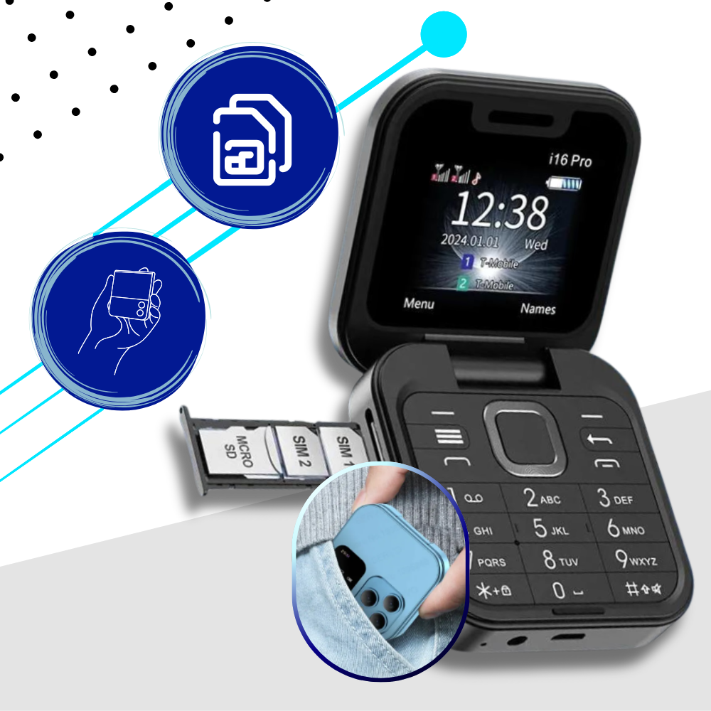 Orthorun | Small Foldable Mobile Phone – Compact Dual SIM Flip Phone for Seniors & Kids
