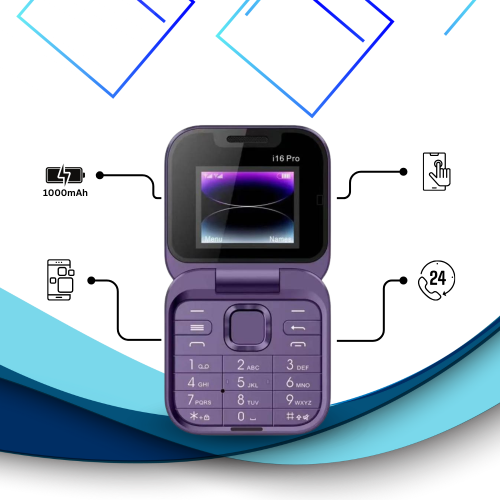 Orthorun | Small Foldable Mobile Phone – Compact Dual SIM Flip Phone for Seniors & Kids
