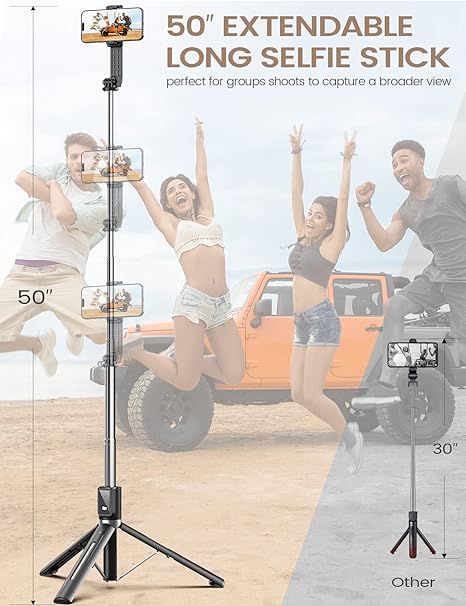 6 In 1 Wireless Bluetooth Selfie Stick With Fill Light - Orthorun