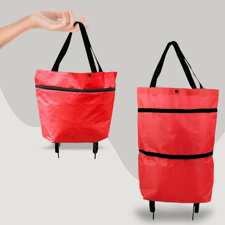 2-in-1 Foldable Shopping Bag with Wheels - Orthorun