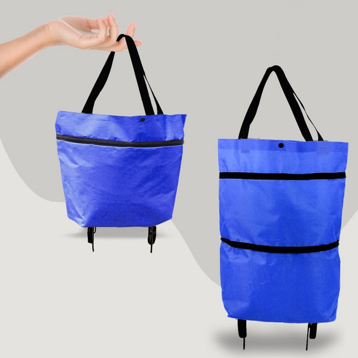 2-in-1 Foldable Shopping Bag with Wheels - Orthorun