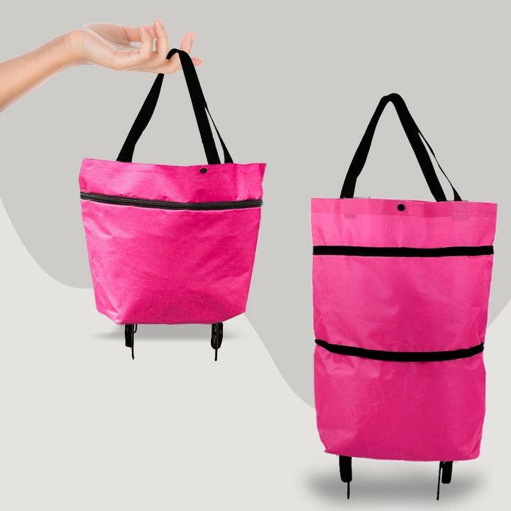 2-in-1 Foldable Shopping Bag with Wheels - Orthorun