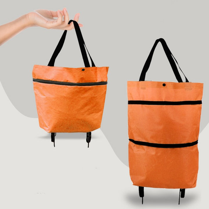 2-in-1 Foldable Shopping Bag with Wheels - Orthorun