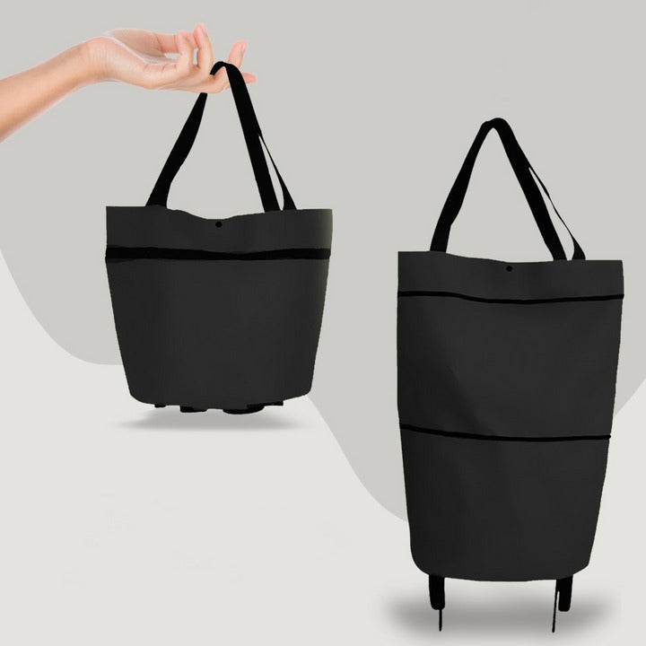 2-in-1 Foldable Shopping Bag with Wheels - Orthorun