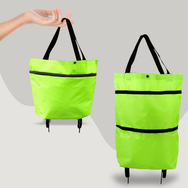 2-in-1 Foldable Shopping Bag with Wheels - Orthorun