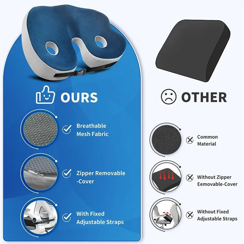 Adjustable Memory Foam Sit Bone Relief Seat Cushion - Orthorun