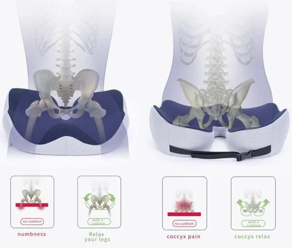 Adjustable Memory Foam Sit Bone Relief Seat Cushion - Orthorun