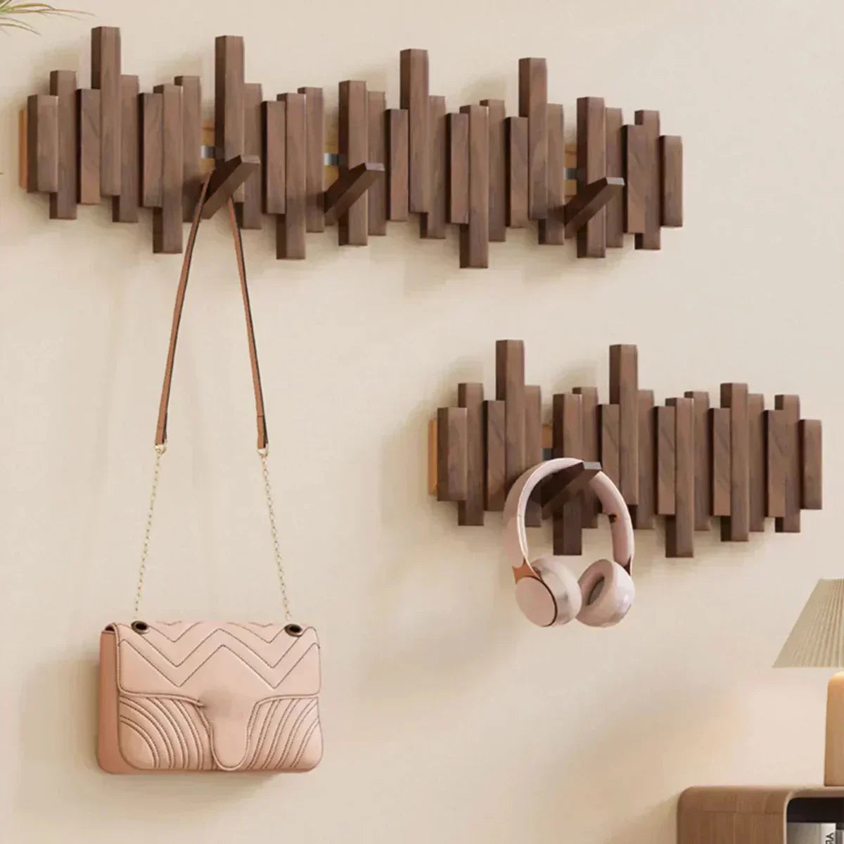 Orthorun | Piano Wood Wall Cladding – Elegant Entryway Organizer with Hooks