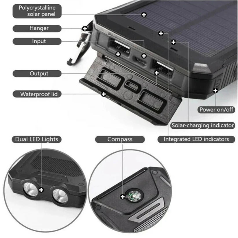 500000mAh Solar Charger Waterproof Power Bank External - Orthorun