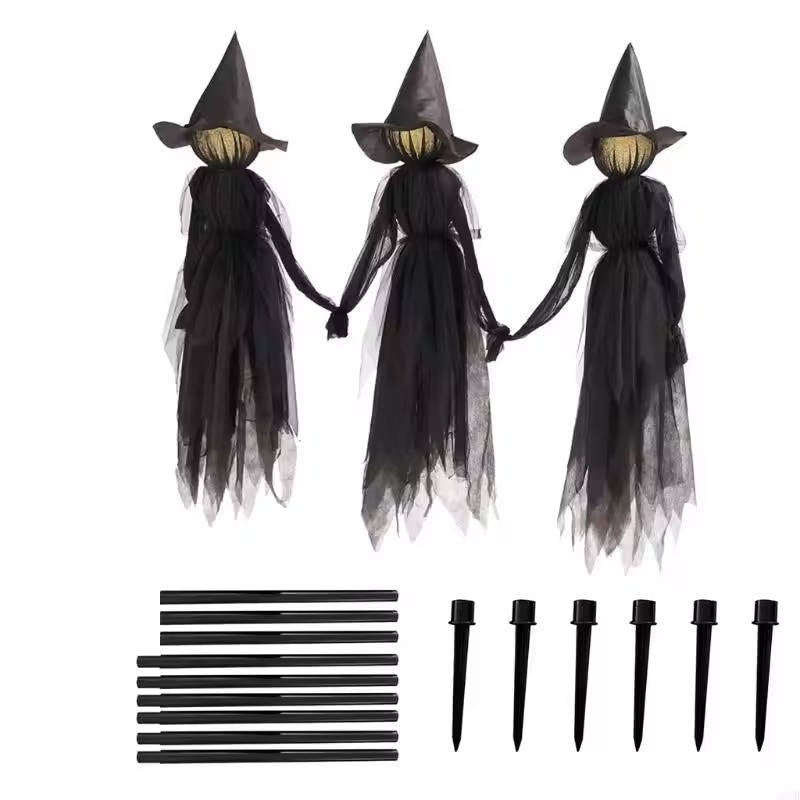 3PCS Indoor And Outdoor Halloween Decorations - Sound Activated Hand Holding Witch - Orthorun