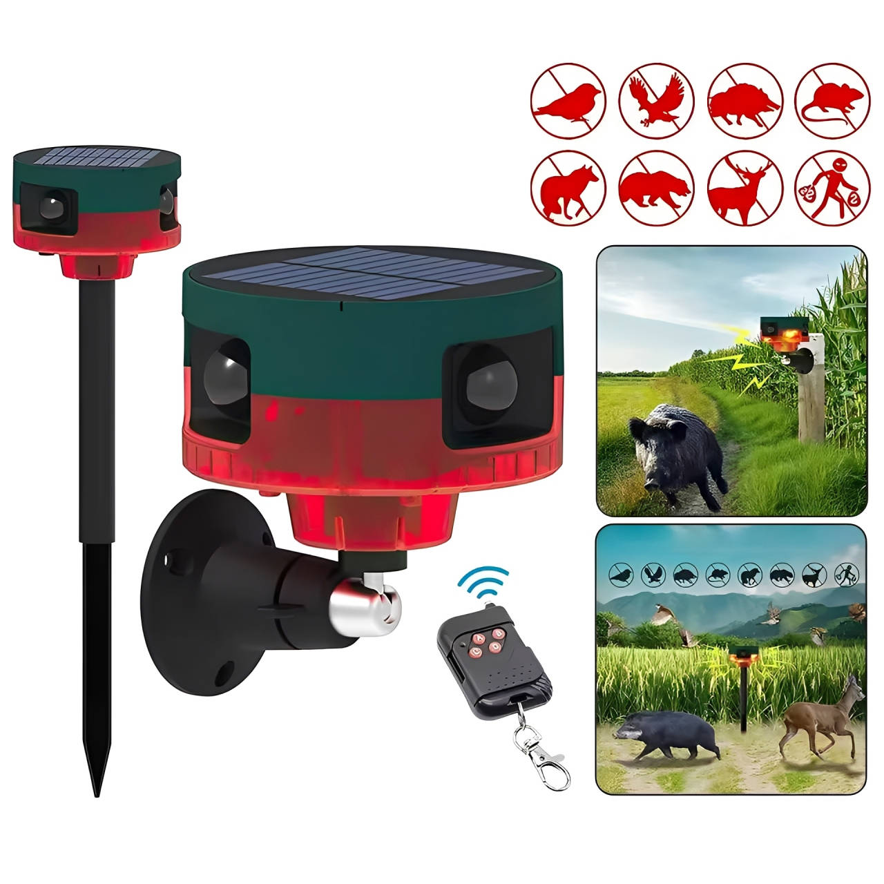 360 Degree Solar Repeller For Pigeon Bird Wild Boar Rabbit Deer - Orthorun
