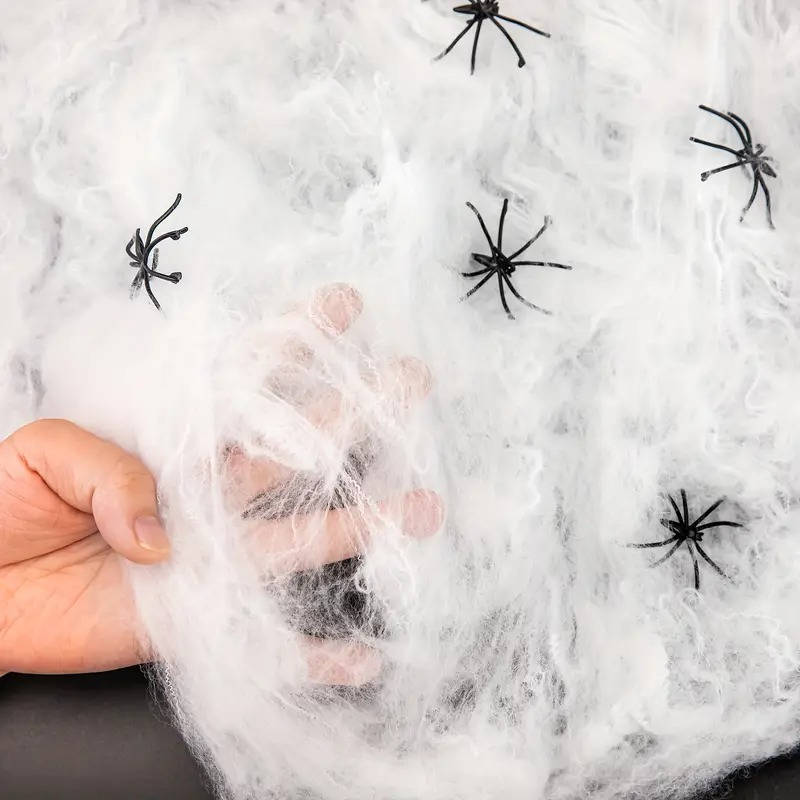 200 Sqft Spider Webs Halloween Door Decorations With Fake Spiders - Orthorun