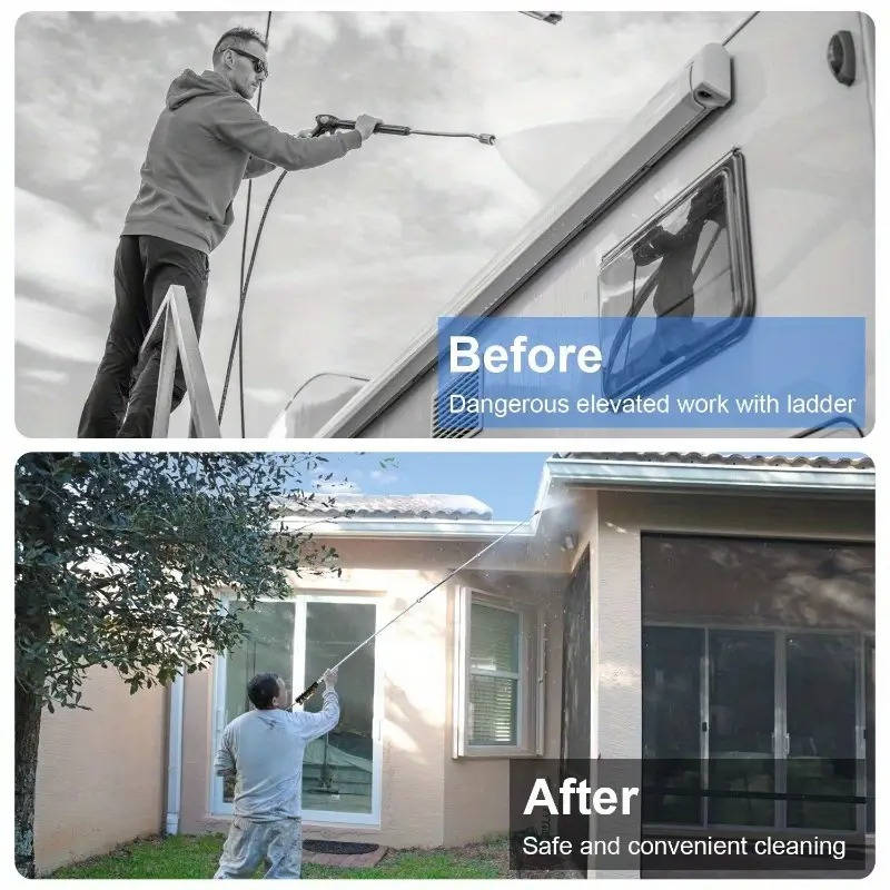 4000 PSI Telescoping High Pressure Power Washer Extension Wands For Gutter & Roof Drainage & Walls Cleaning - Orthorun