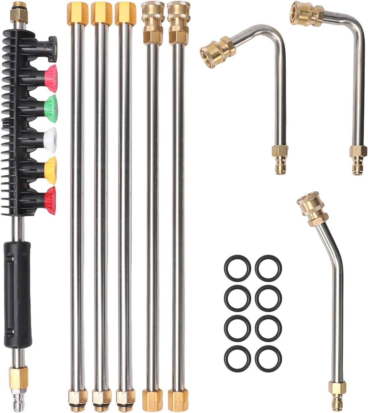 4000 PSI Telescoping High Pressure Power Washer Extension Wands For Gutter & Roof Drainage & Walls Cleaning - Orthorun