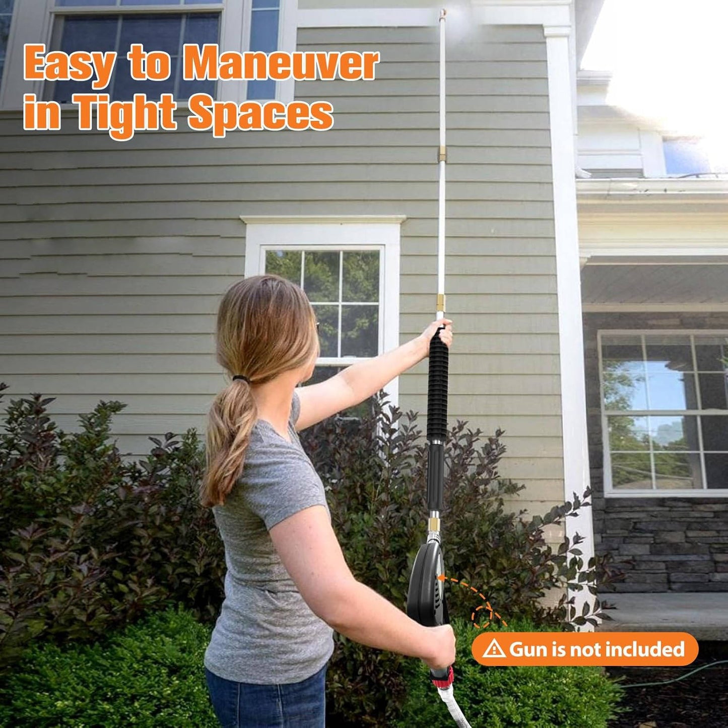 4000 PSI Telescoping High Pressure Power Washer Extension Wands For Gutter & Roof Drainage & Walls Cleaning - Orthorun
