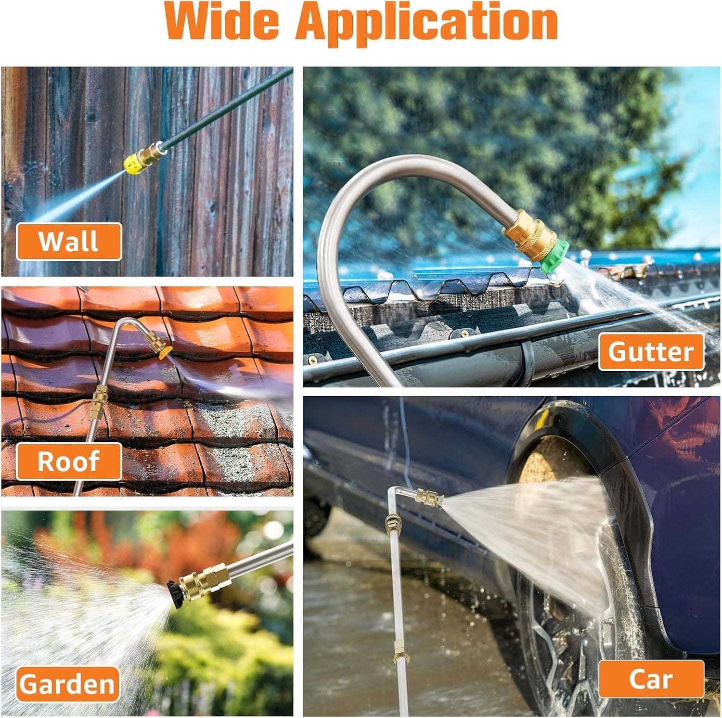 4000 PSI Telescoping High Pressure Power Washer Extension Wands For Gutter & Roof Drainage & Walls Cleaning - Orthorun