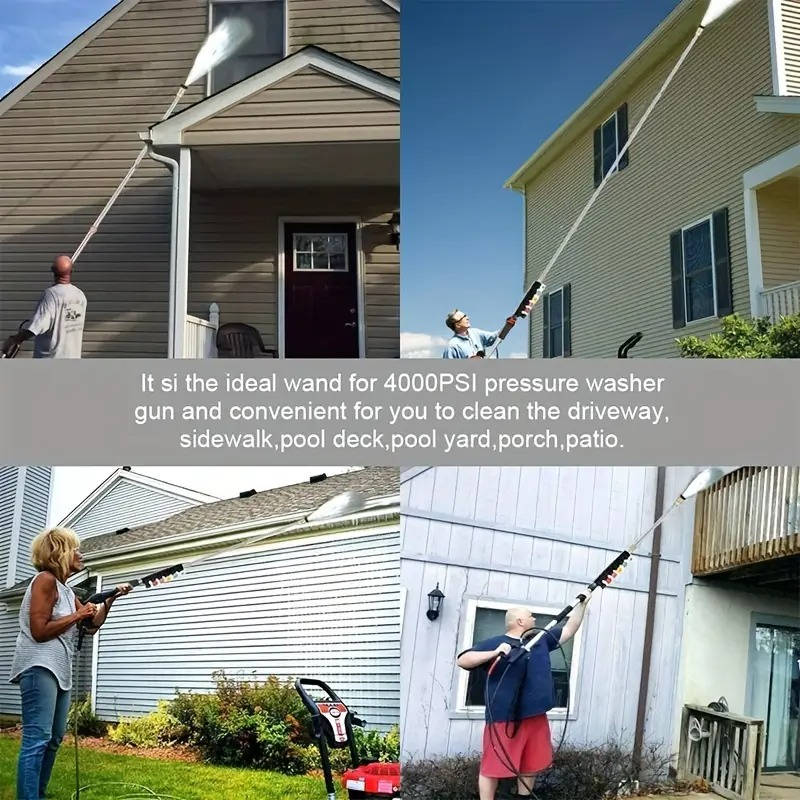 4000 PSI Telescoping High Pressure Power Washer Extension Wands For Gutter & Roof Drainage & Walls Cleaning - Orthorun