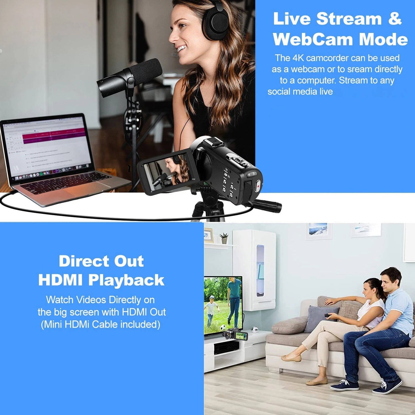 4K Video Camera Camcorder YouTube Vlogging WiFi 48MP Camera - Orthorun