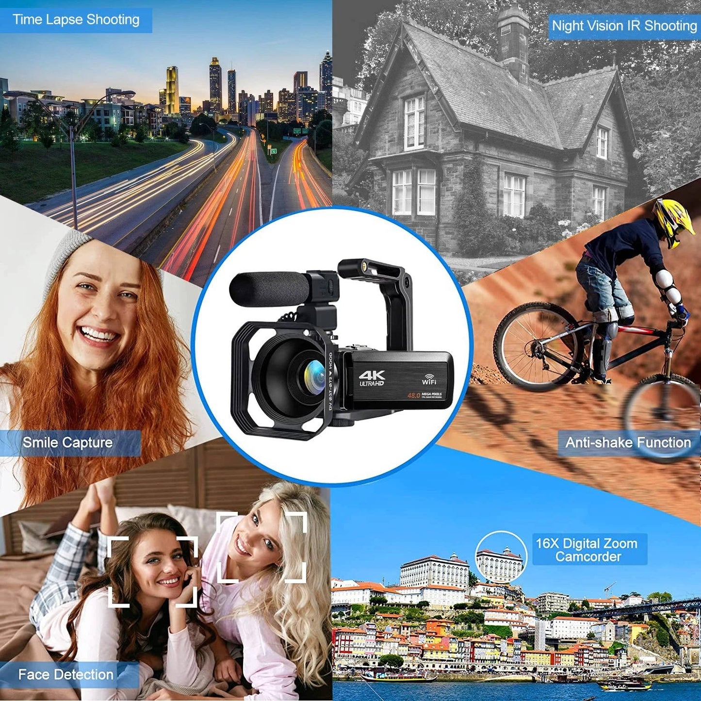 4K Video Camera Camcorder YouTube Vlogging WiFi 48MP Camera - Orthorun