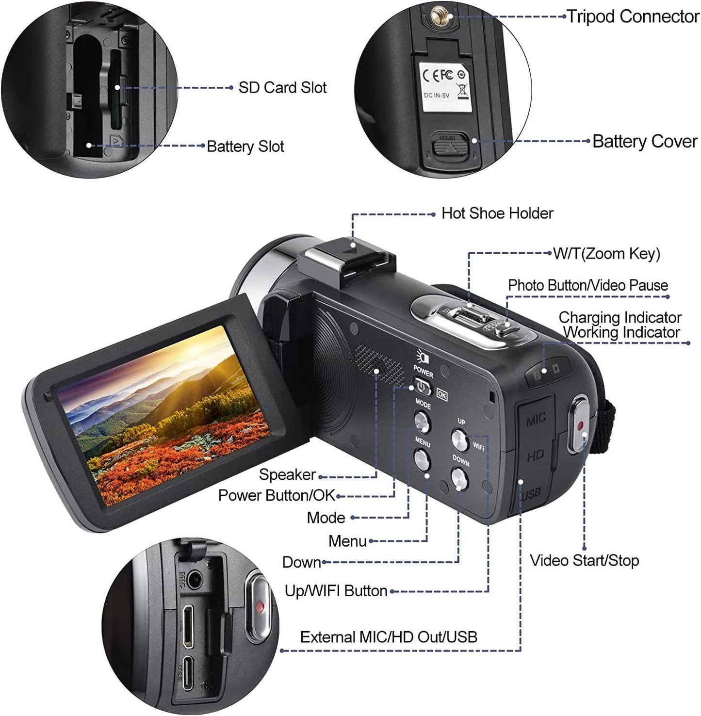 4K Video Camera Camcorder YouTube Vlogging WiFi 48MP Camera - Orthorun