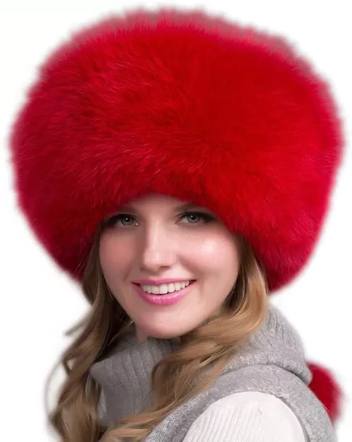 100% Natural Fox Fur Hat Women Cap Thick Fur Cap Winter Warm Hat Female Fashion For Women Hat With Earmuffs Hat - Orthorun